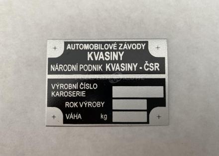 štítek Škoda "ČSR Kvasiny"