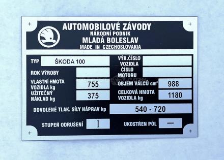 štítek Škoda 100
